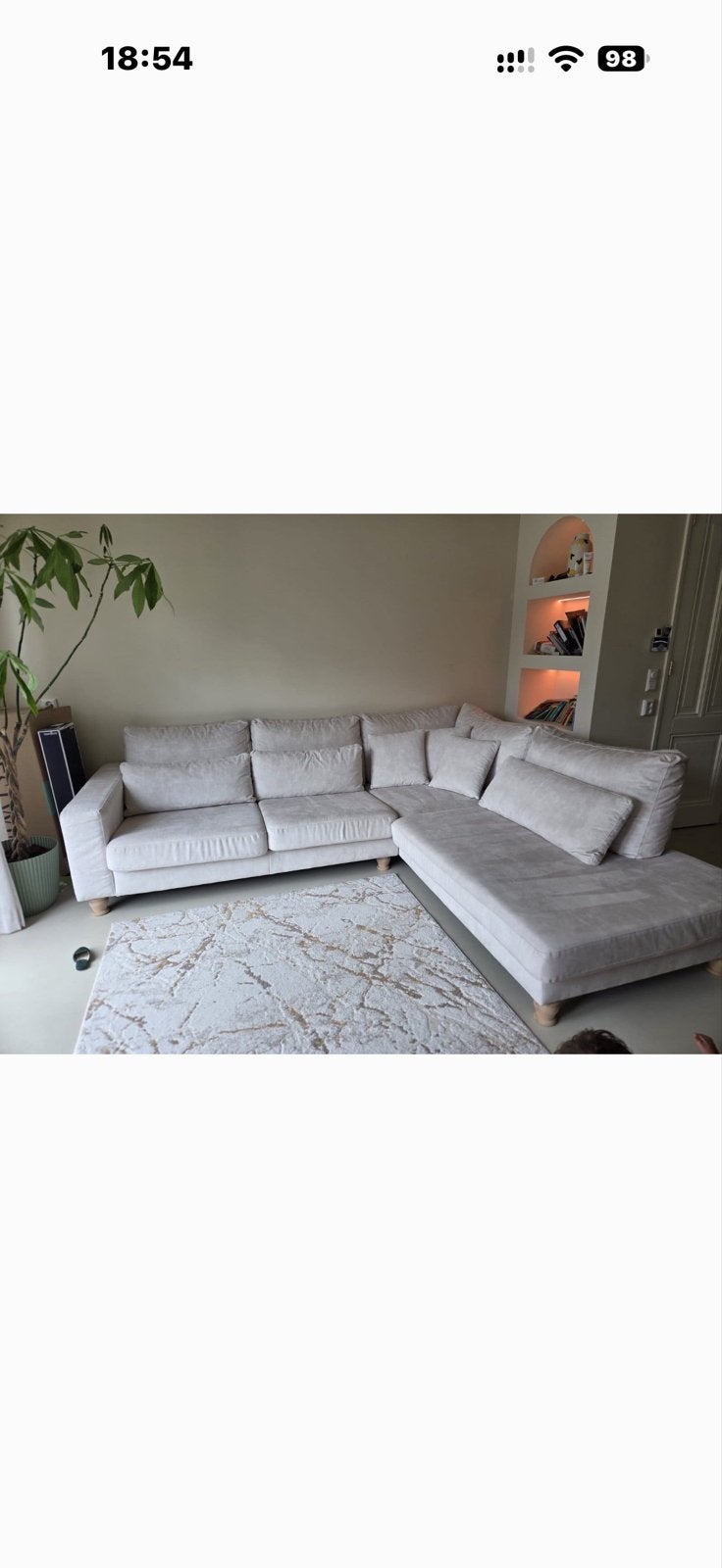 Lichte hoekbank met chaise longue, Ophalen, Zo goed als nieuw, Stof