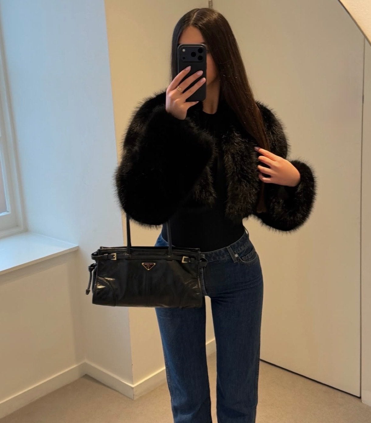 Prada Bonnie handtas, Ophalen of Verzenden, Zo goed als nieuw, Zwart, Handtas