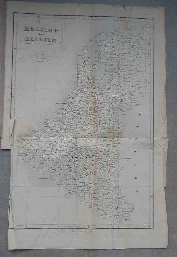 063 / Kaart van Holland & Belgium gravure uit 1835, Antiek en Kunst, Ophalen of Verzenden