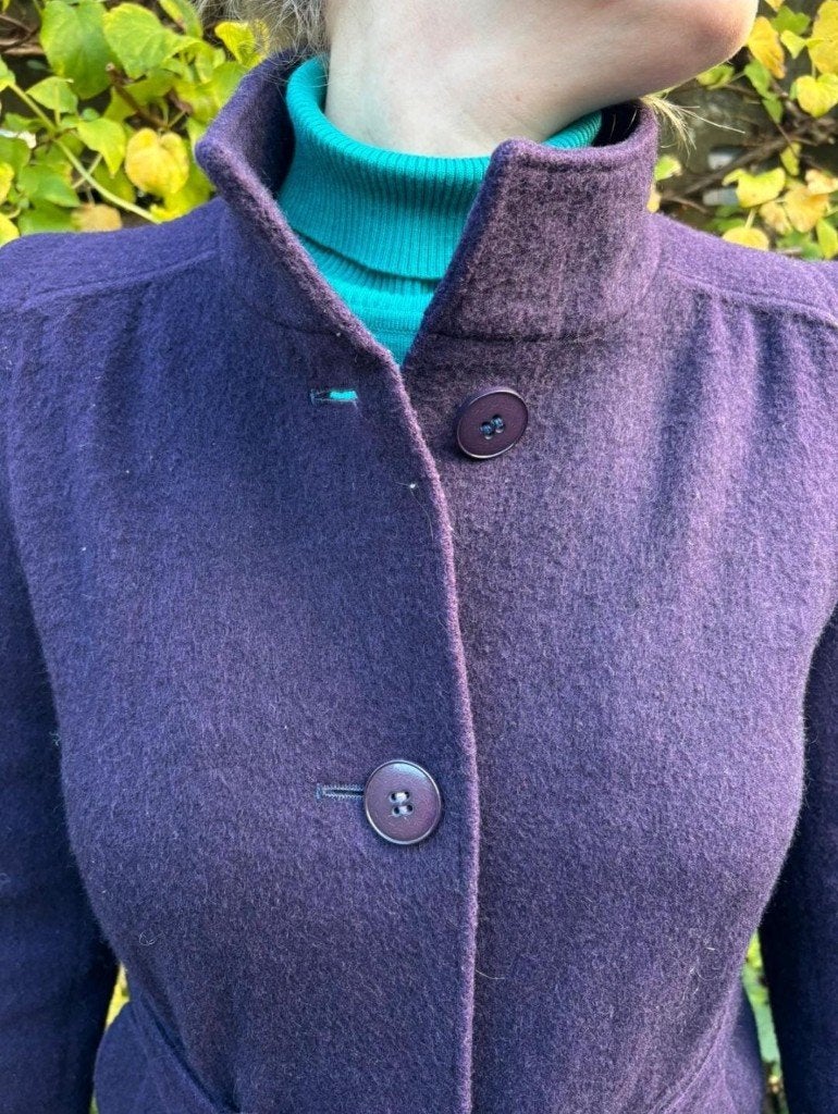 Wollen jas 80% wol, Kleding | Dames, Maat 38/40 (M), Paars, Ophalen of Verzenden, Zo goed als nieuw