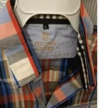 Nieuw United Fellows Overhemd 100% Katoen blauw Wit ruit L, Verzenden, Nieuw, Blauw, Halswijdte 41/42 (L)