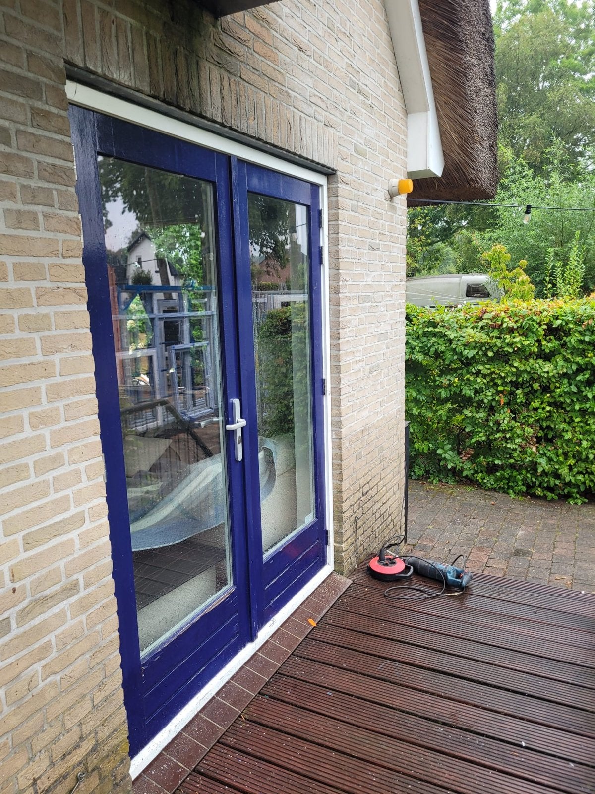 Dubbele openslaande deuren met glas, Ophalen, Gebruikt, Buitendeur, Hout