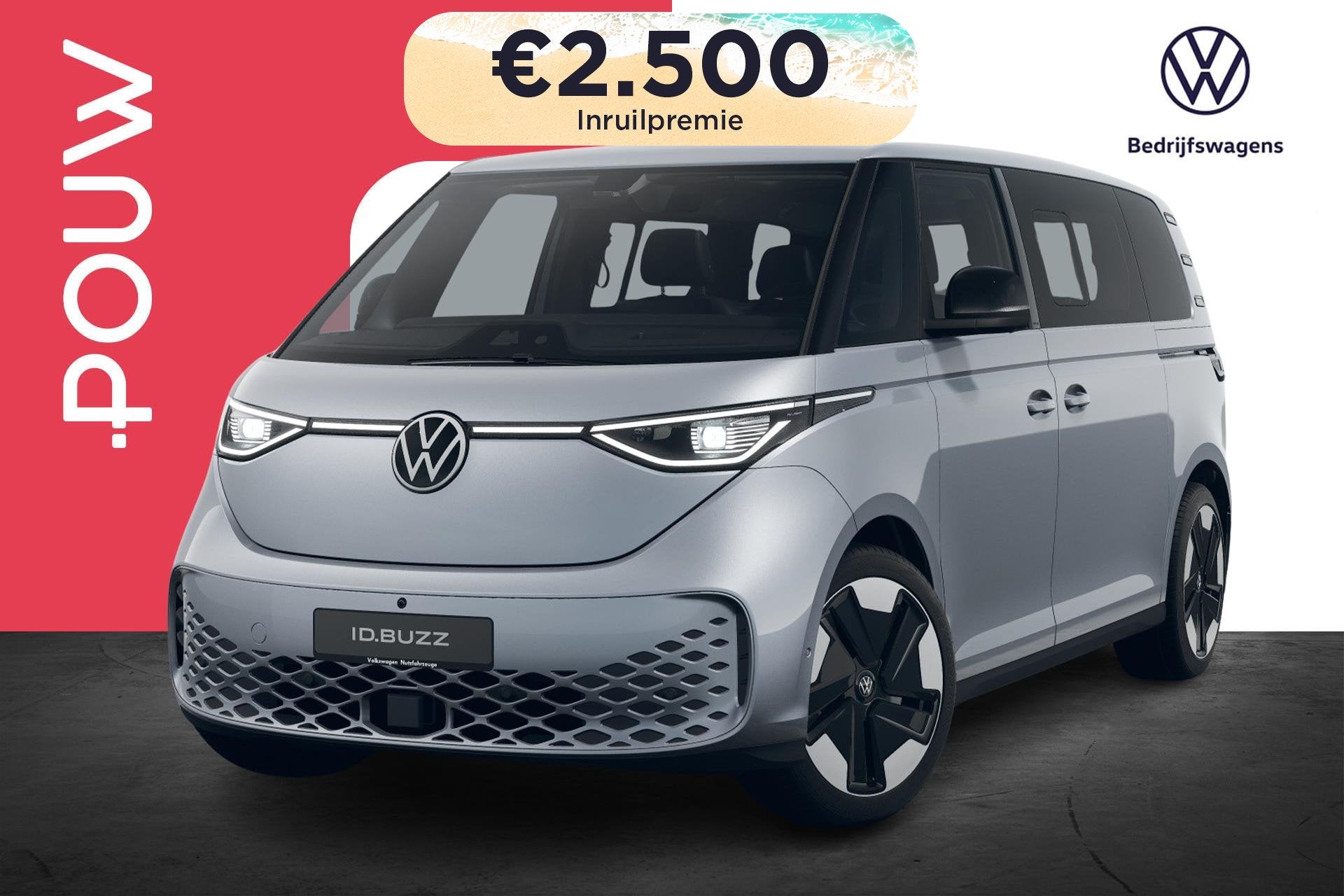 Volkswagen ID. Buzz Pro Bulli 286pk 86 kWh LWB 7p. | Velgen, Auto's, 12 maanden, Achterwielaandrijving, Zwart, 7 stoelen