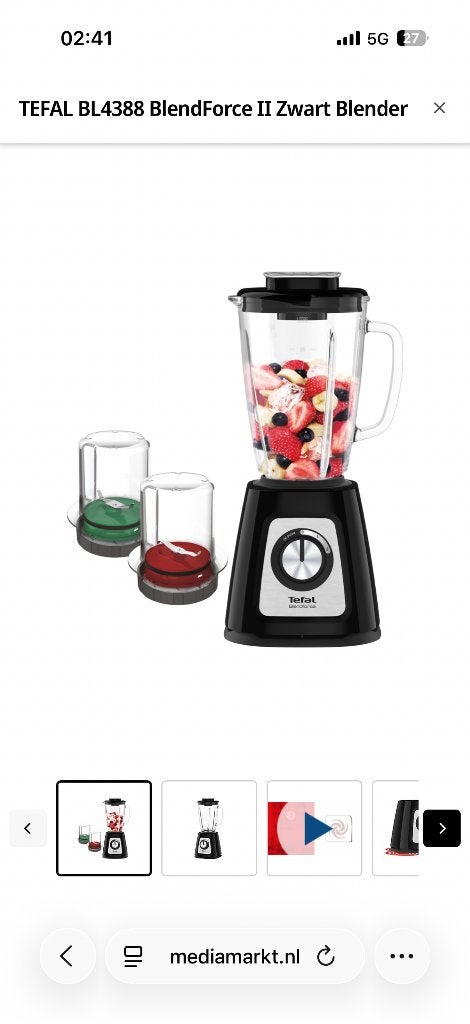 Tefal, Glass smoothie blender, Overige typen, Ophalen of Verzenden, Zo goed als nieuw