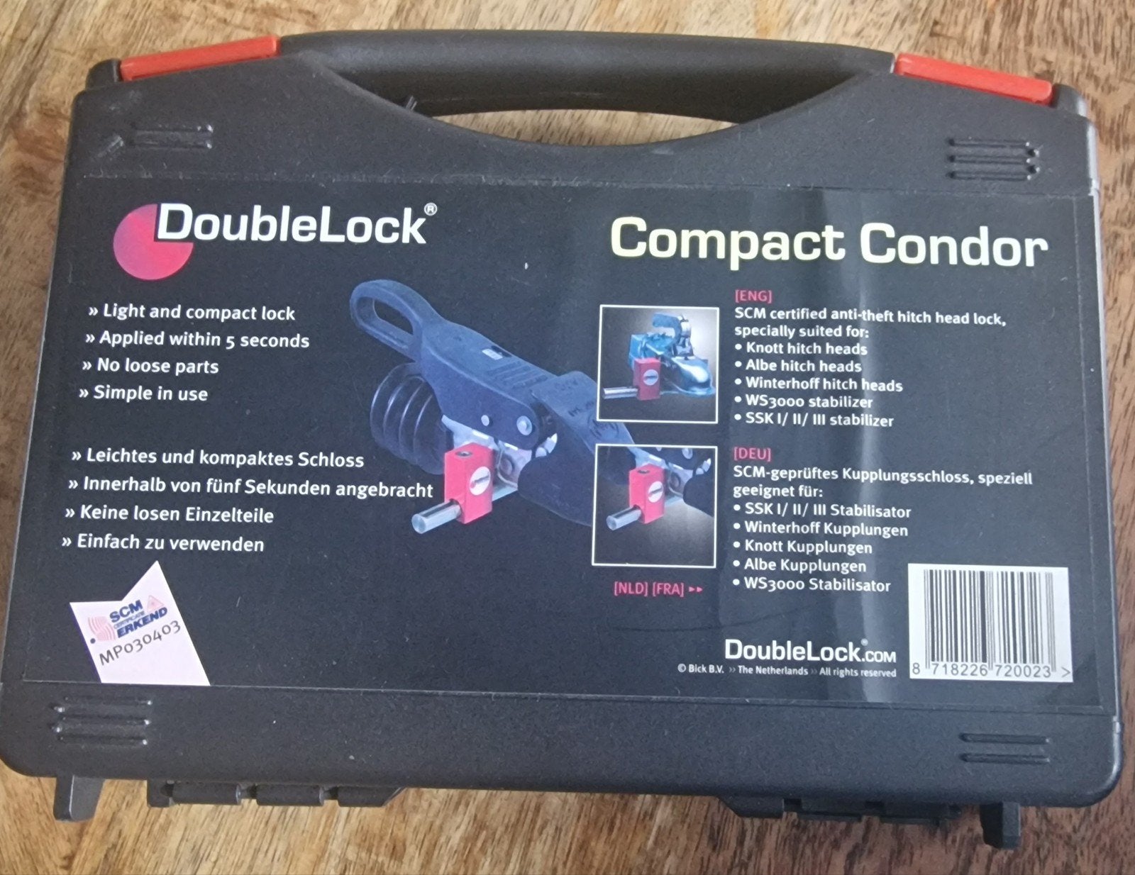 Doublelock compact Condor; trailer, aanhanger, caravan slot, Auto diversen, Aanhangwagen-onderdelen, Ophalen of Verzenden, Zo goed als nieuw