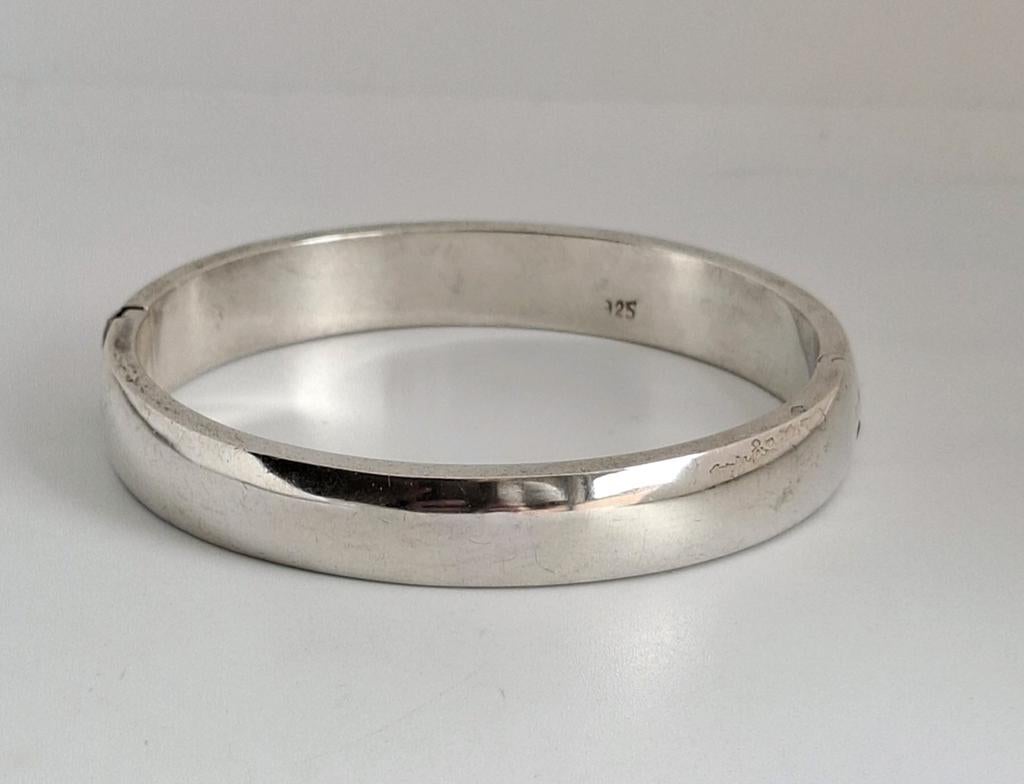 Vintage zilveren slavenarmband 925 zilver b, Sieraden, Tassen en Uiterlijk, Armbanden, Ophalen of Verzenden, Zilver, Zilver
