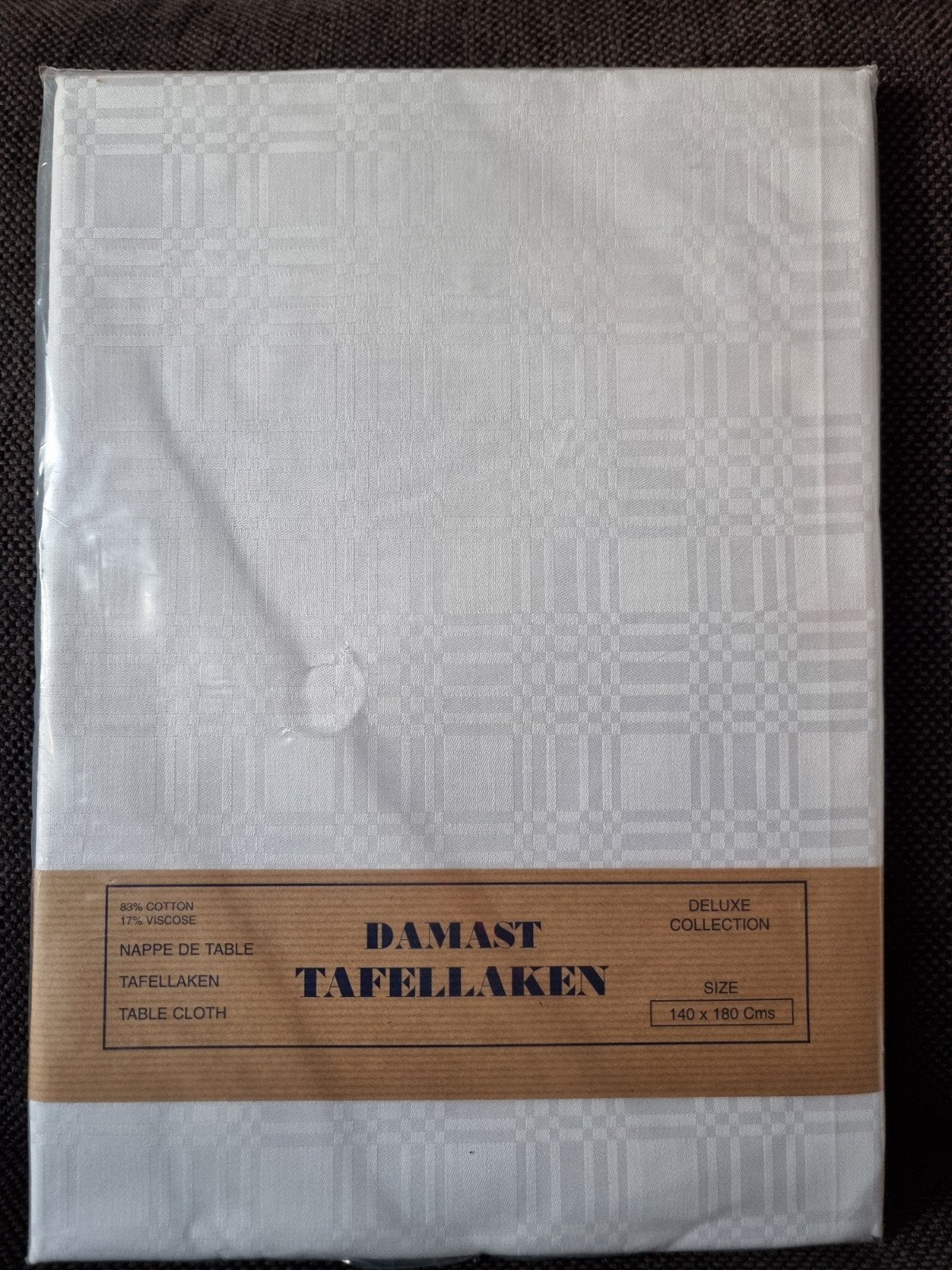 Twee witte damasten tafellakens 140x180cm, 180 cm, Nieuw, Ophalen of Verzenden, Katoen