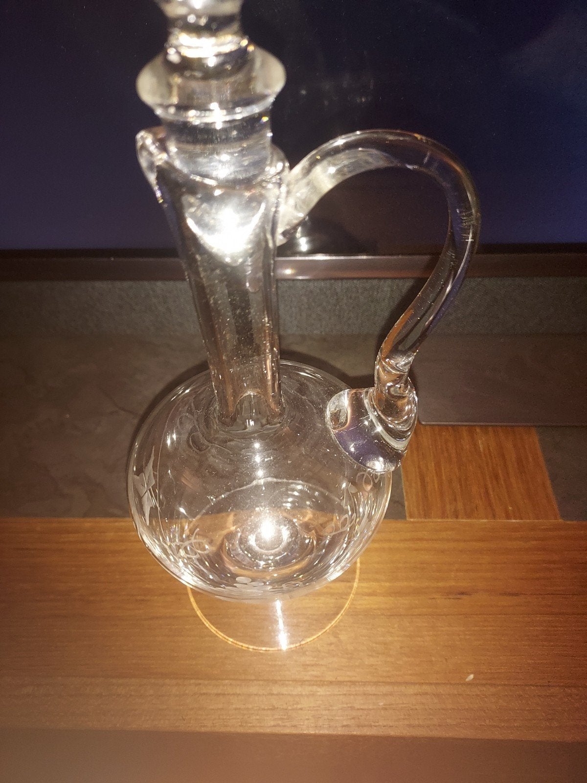 Antieke glazen karaf met handvat, Ophalen of Verzenden