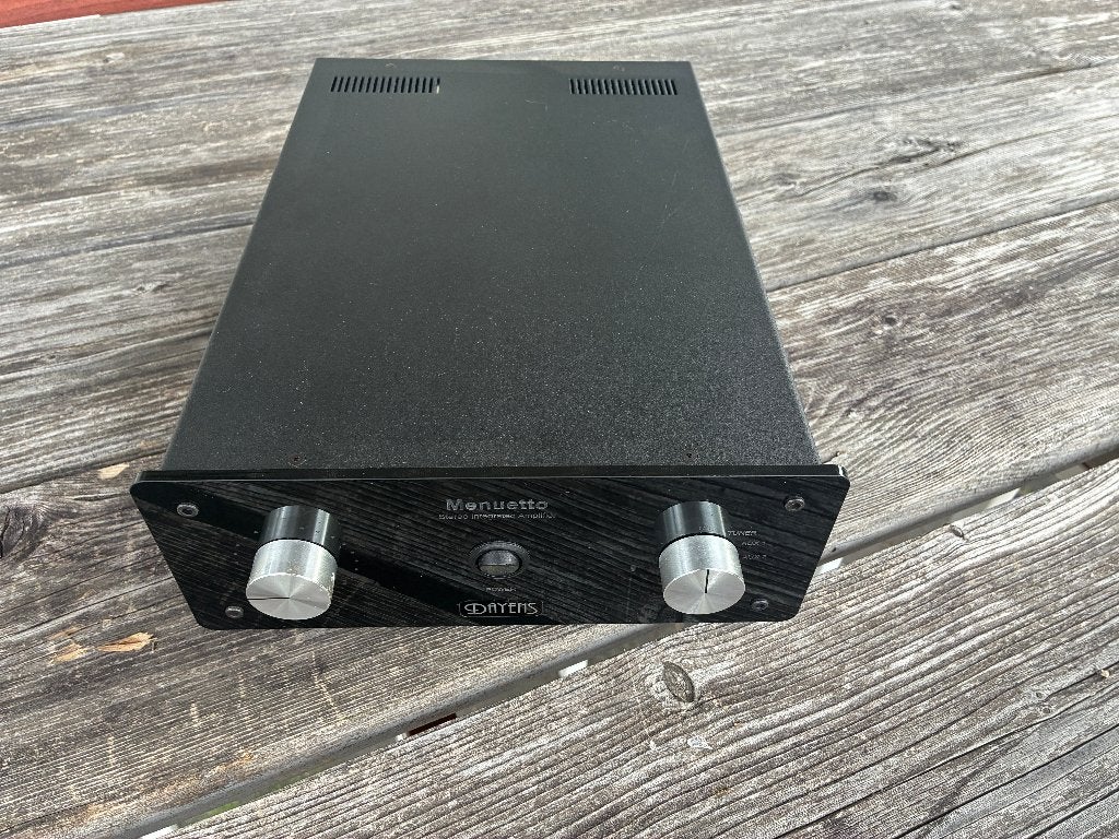 Dayens Menuetto, verbeterd, bijzonder goede versterker!, Zo goed als nieuw, 60 tot 120 watt, Stereo, Ophalen