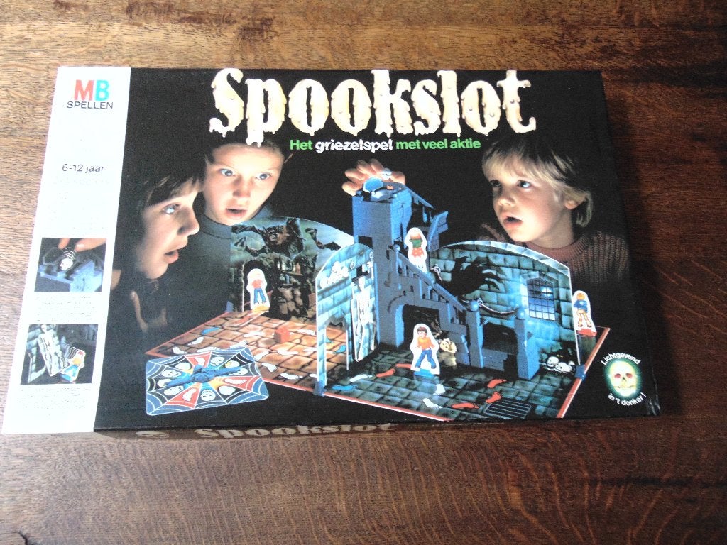 Vintage Spookslot Spel van MB Compleet in Zeer Goede Staat, Een of twee spelers, Ophalen of Verzenden, Gebruikt, MB Spellen