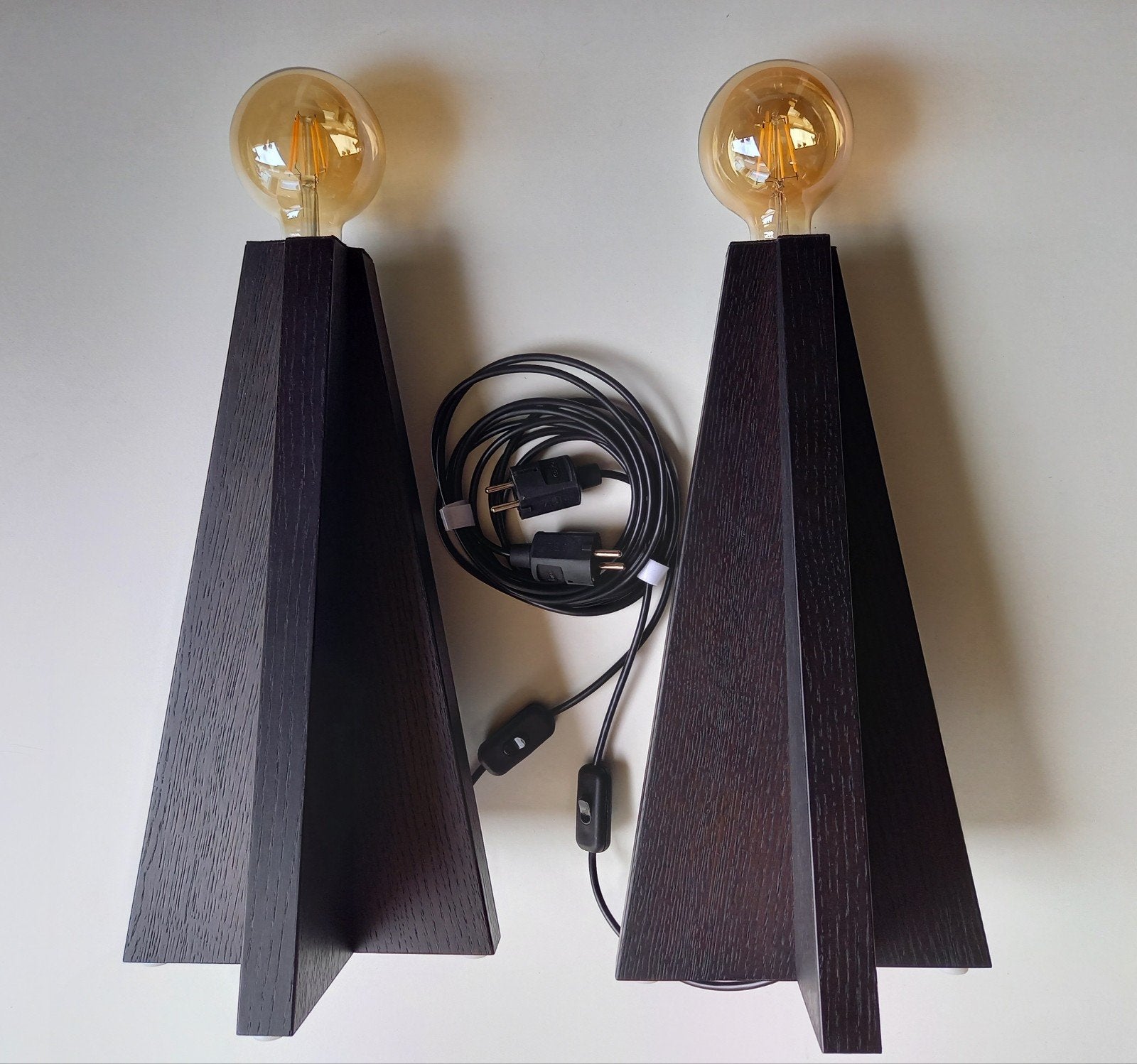 2x tafellamp/ Stalamp/ Designlamp, Huis en Inrichting, Lampen | Wandlampen, Ophalen, Nieuw, Hout, E27 (groot)