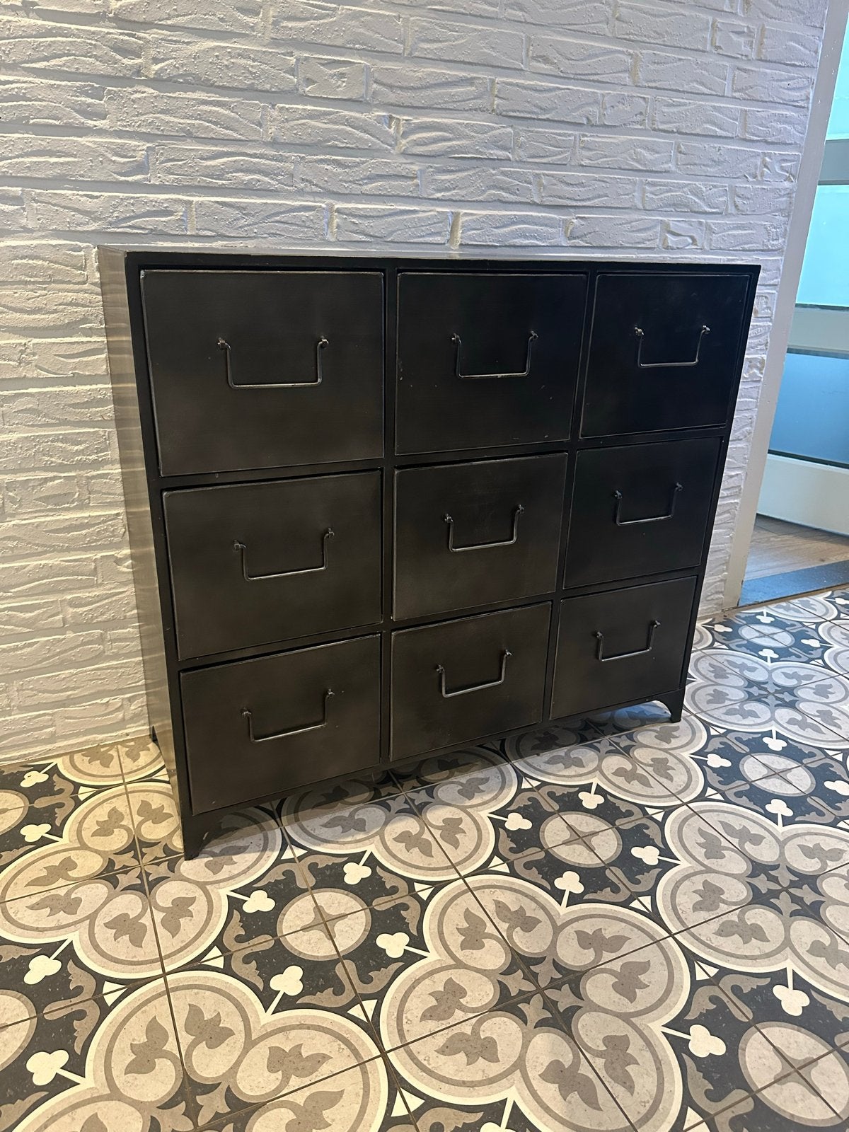 Zwart metalen ladekast met 9 laden (90x80x33,5 cm), Huis en Inrichting, Ophalen, Gebruikt, 5 laden of meer, 50 tot 100 cm