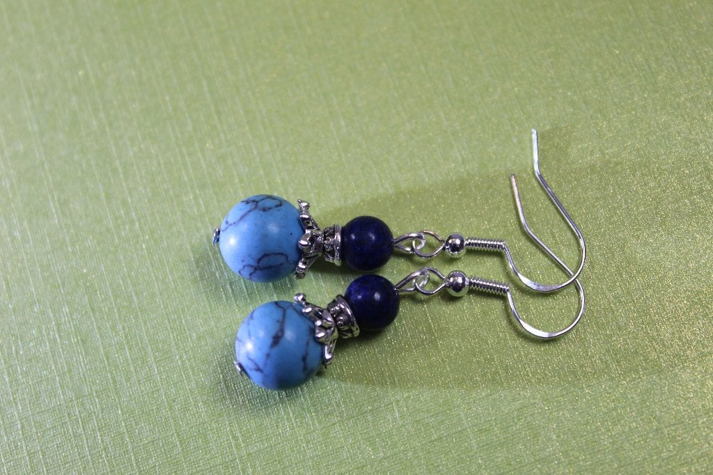 Turkoois en Lapis Lazuli Oorbellen - Blauwe Sieraden, Overige materialen, Hangers, Blauw, Nieuw
