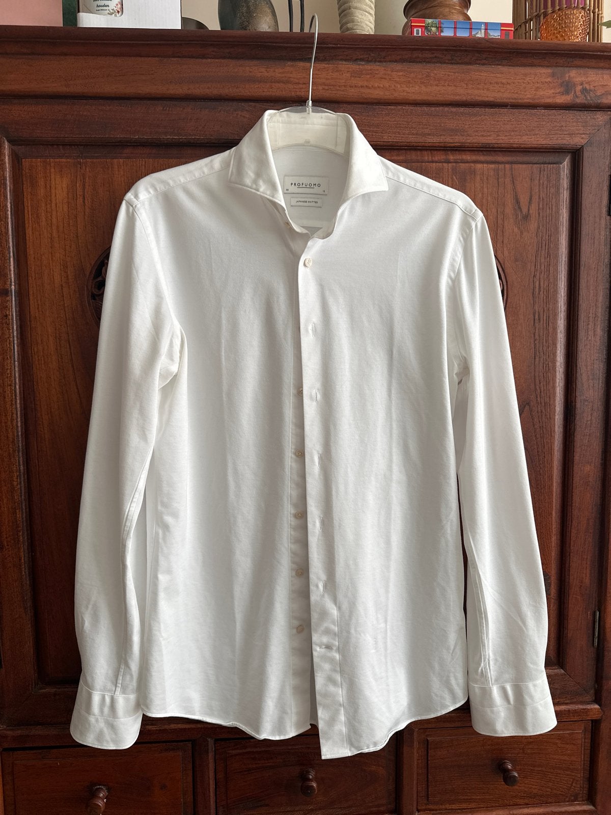 Profuomo overhemd wit - Japanese Knitted - Halswijdte 38, Ophalen, Zo goed als nieuw, Wit, Halswijdte 38 (S) of kleiner
