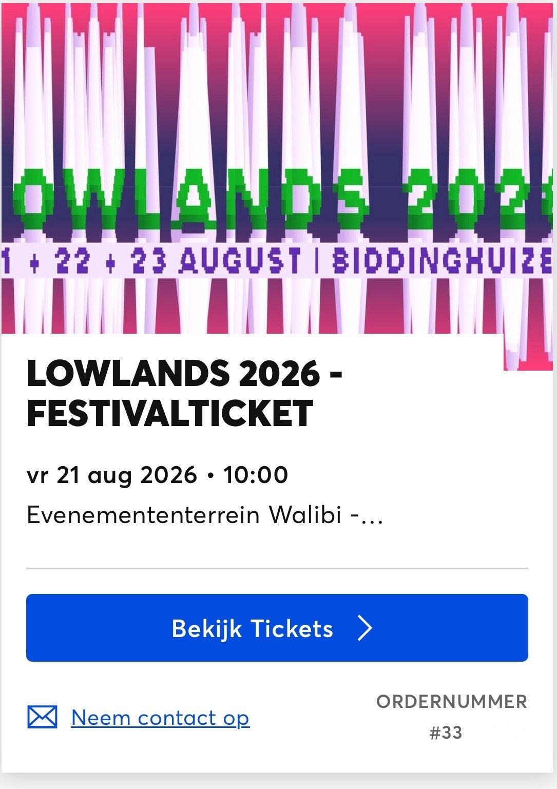 LOWLANDS 2026, Tickets en Kaartjes, Evenementen en Festivals, Twee personen