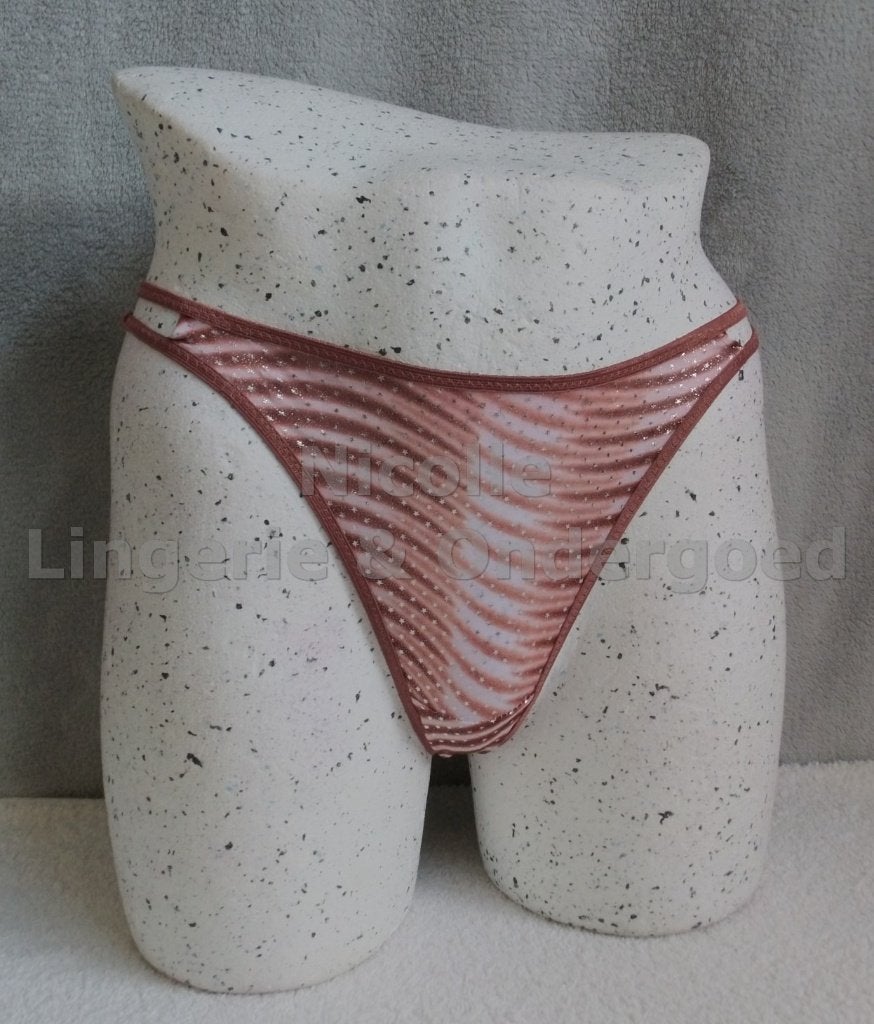 Nieuwe String met Opdruk bruin-wit Maat S  - M en L (245), Nicolle_Lingerie, Ophalen of Verzenden, Bruin, String
