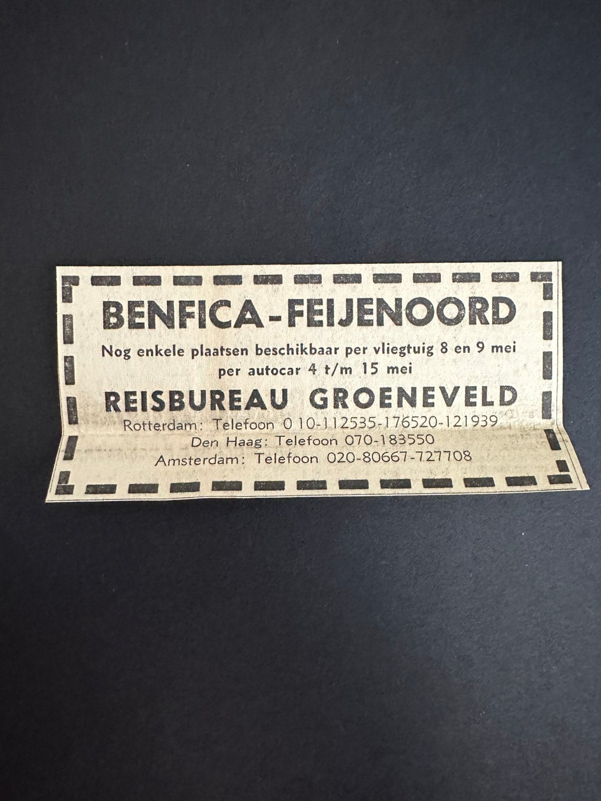 Voetbal reklame Benfica Feyenoord 1963, Verzamelen, Ophalen of Verzenden, 1960 tot 1980, Tijdschrift