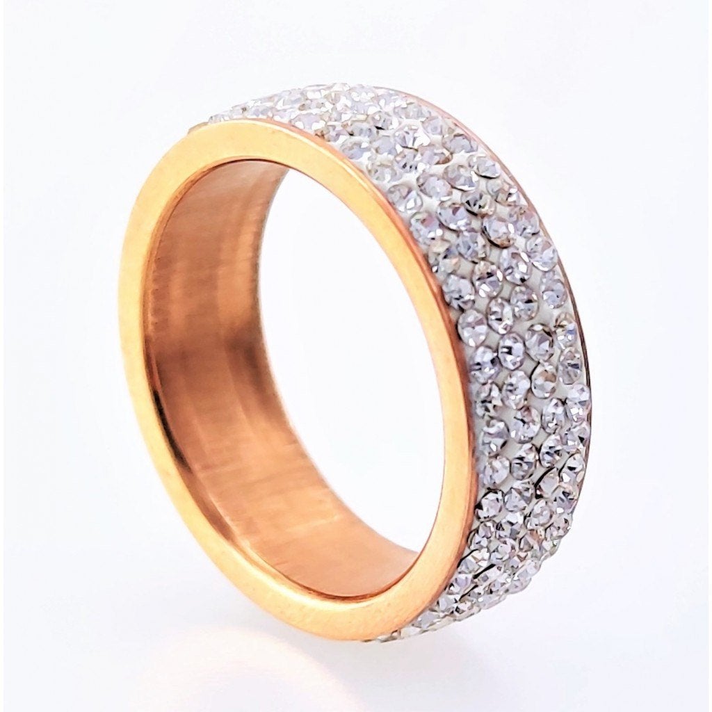 Strass Stalen Ring van Roségoud Roestvrij Staal RVS - Dames, Sieraden, Tassen en Uiterlijk, Birgitta-Gracht 33, 6465 EL Kerkrade, Nederland
