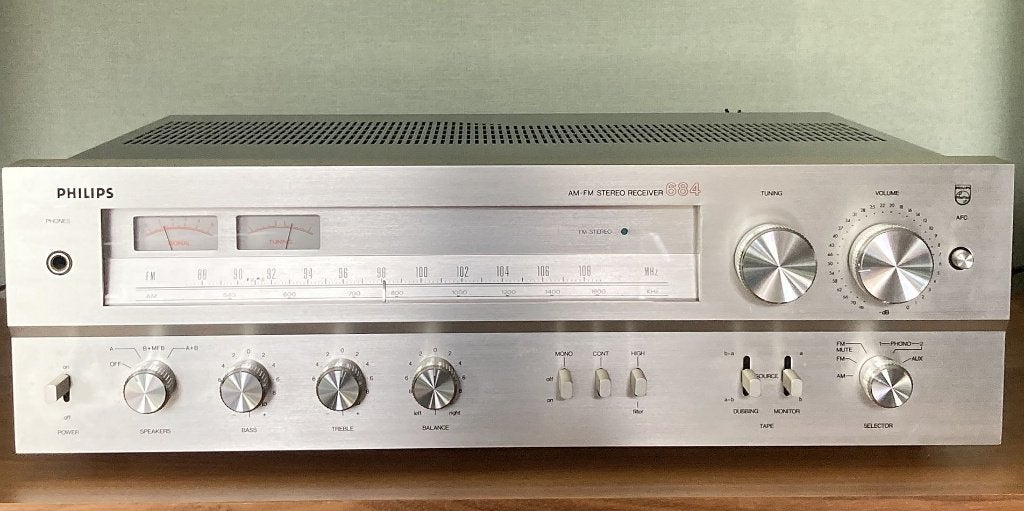 Vintage Philips 22AH684 Versterker / Receiver (2x 55W), Audio, Tv en Foto, Gebruikt, Ophalen, Overige merken, Minder dan 60 watt