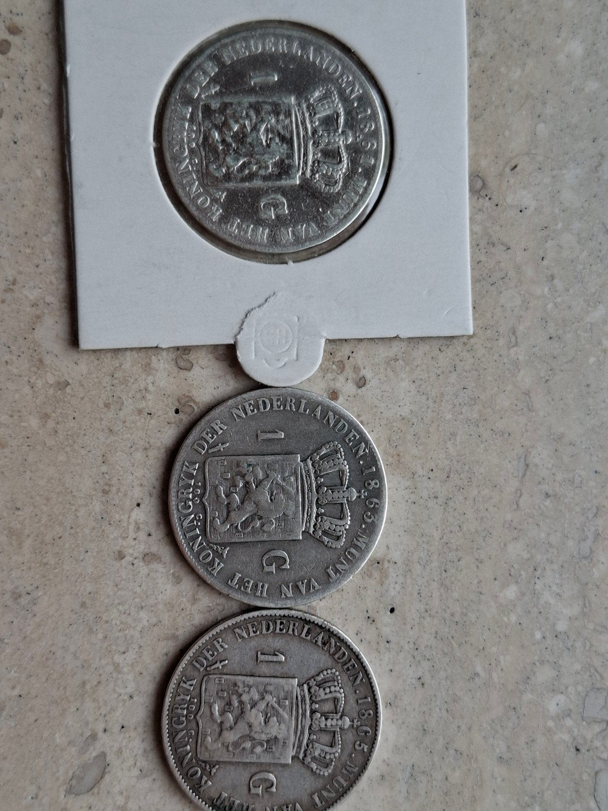 1 gulden 1861 1863 1865 zilver willem 3 III, 1 gulden, Koning Willem III, Setje, Zilver
