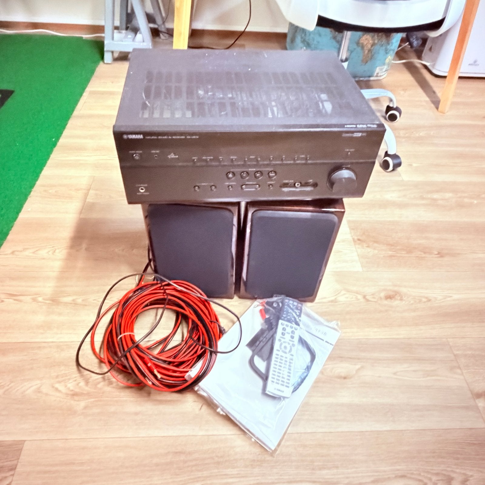 Yamaha RX-V673 receiver met 2 Quad 11L Classic speakers, Gebruikt, Yamaha, Ophalen of Verzenden, 120 watt of meer
