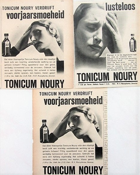 85+ vintage advertenties drogist apotheek producten 1935-38, Ophalen of Verzenden, Reclamebord