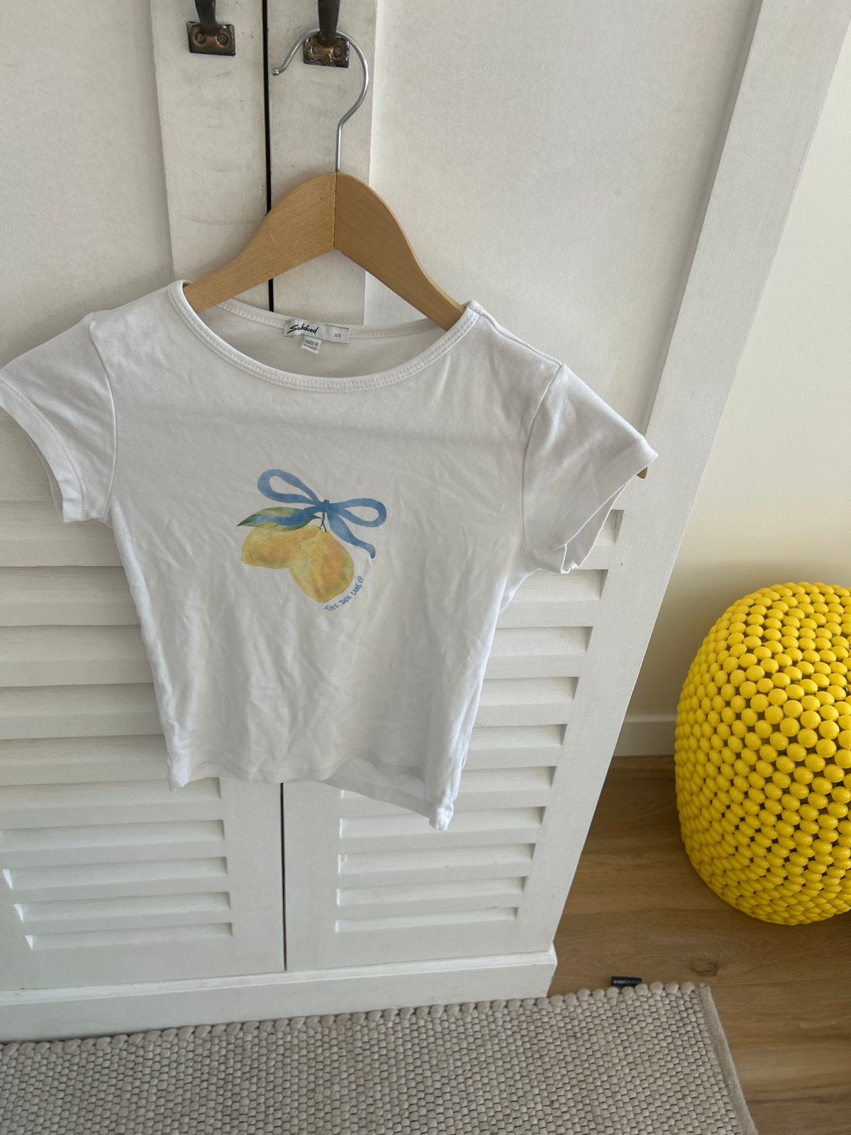 Subdued T-shirt met citroenprint - Maat XS, Wit, Ophalen of Verzenden, Zo goed als nieuw, Korte mouw