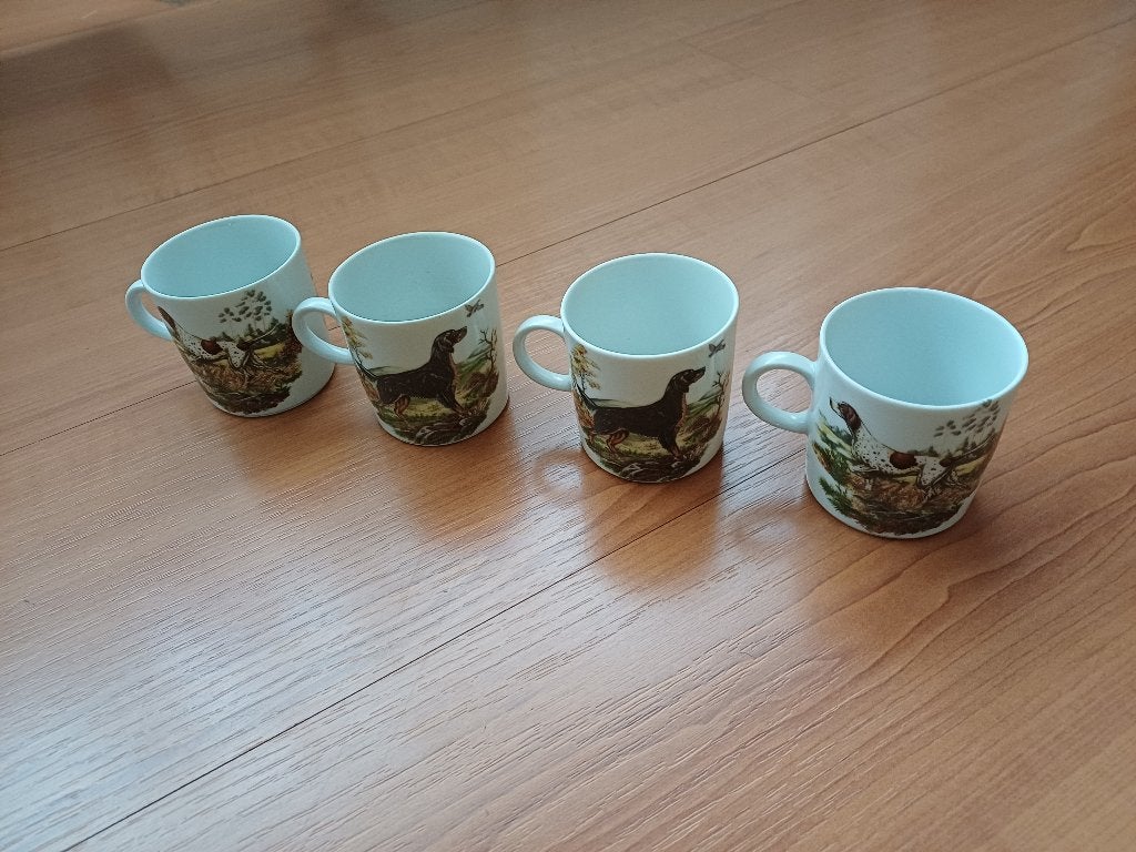 4 vintage Z&G Tirschenreuth kopjes met jachthonden, Ophalen of Verzenden