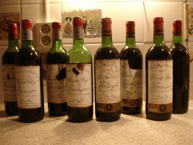 Clos du Roy, Fronsac 1975 (4x) & 1978 (4x), médaille d'or., Ophalen, Frankrijk, Zo goed als nieuw, Rode wijn