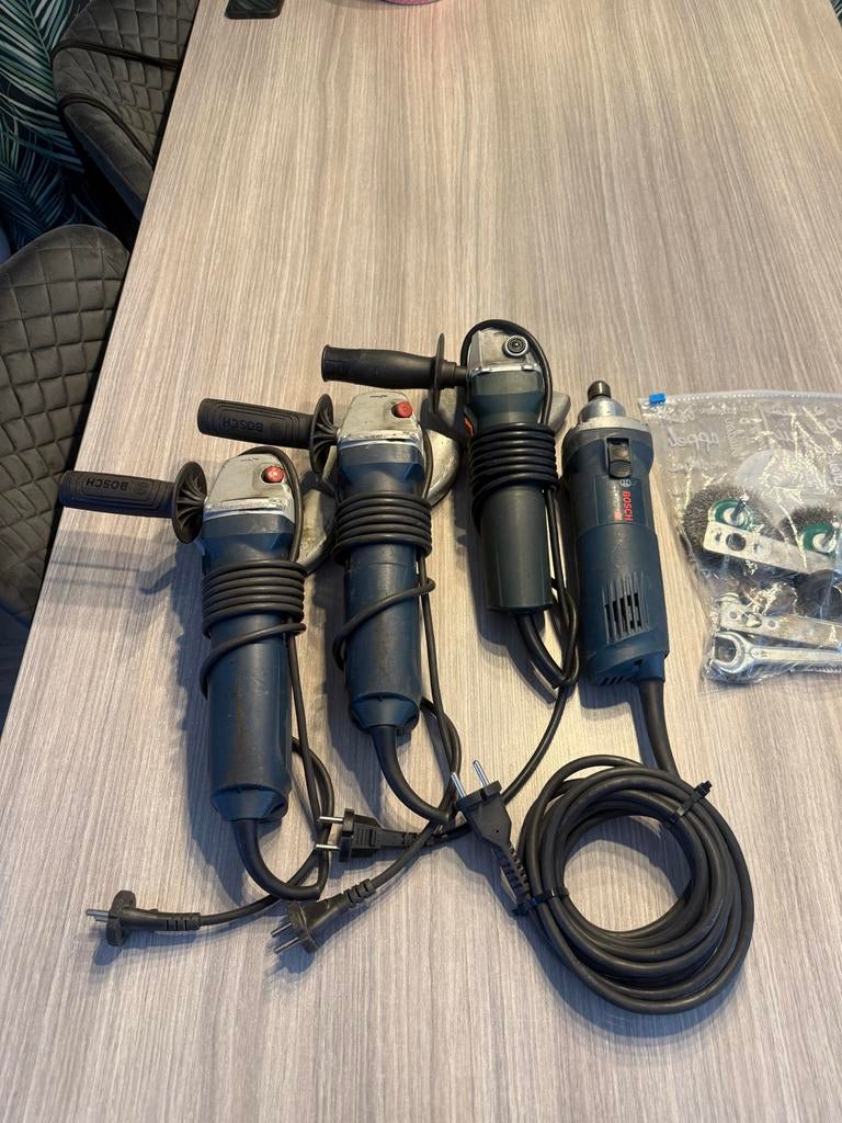 Bosch GWS 1400, GGS 28 C en Metabo haakse slijpers, Ophalen of Verzenden, Gebruikt, 1000 watt of meer, Haakse handslijpmachine