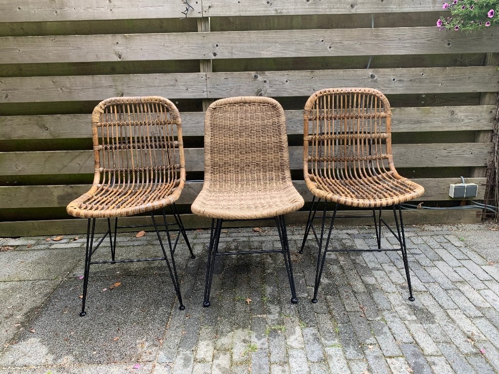 Rieten stoelen, Huis en Inrichting, Stoelen, Ophalen, Gebruikt, Metaal, Drie