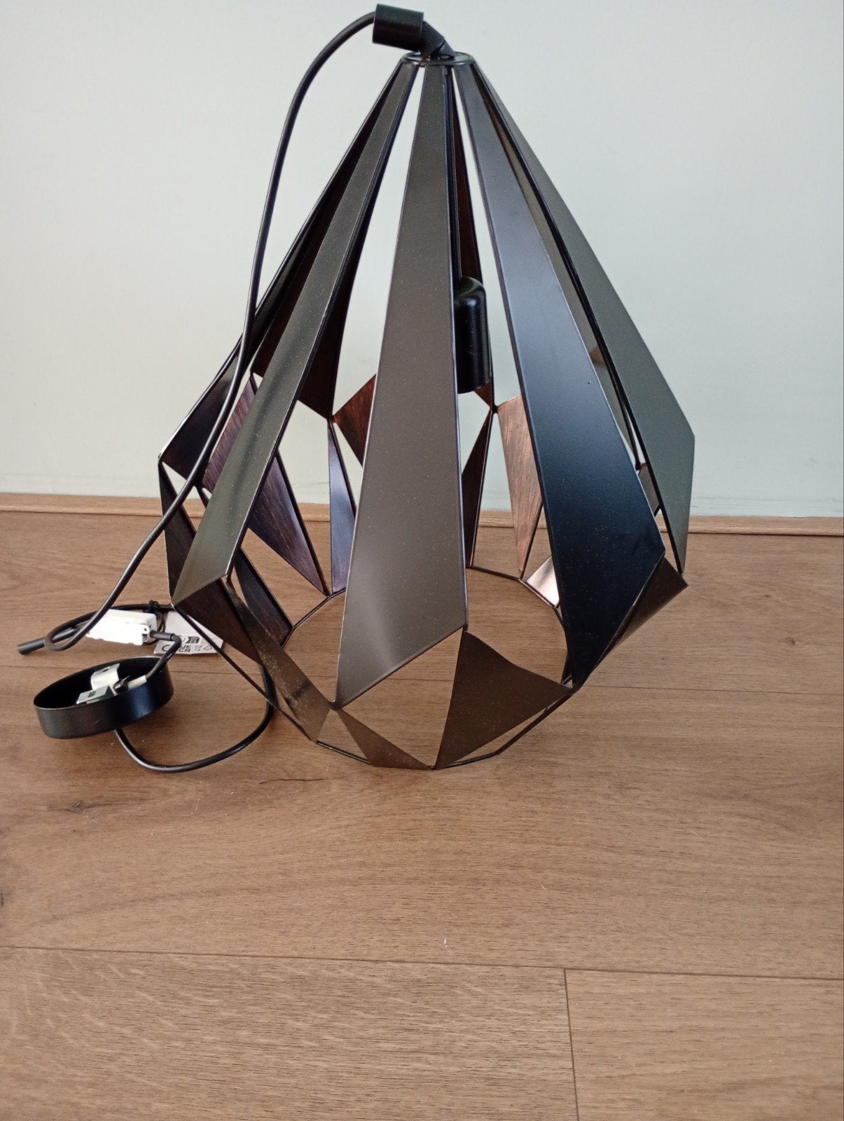 EGLO Hanglamp Zwart - Geometrisch Design 38cm, Zo goed als nieuw, Metaal, Modern, Geometrisch, Industrieel, E27 (groot)