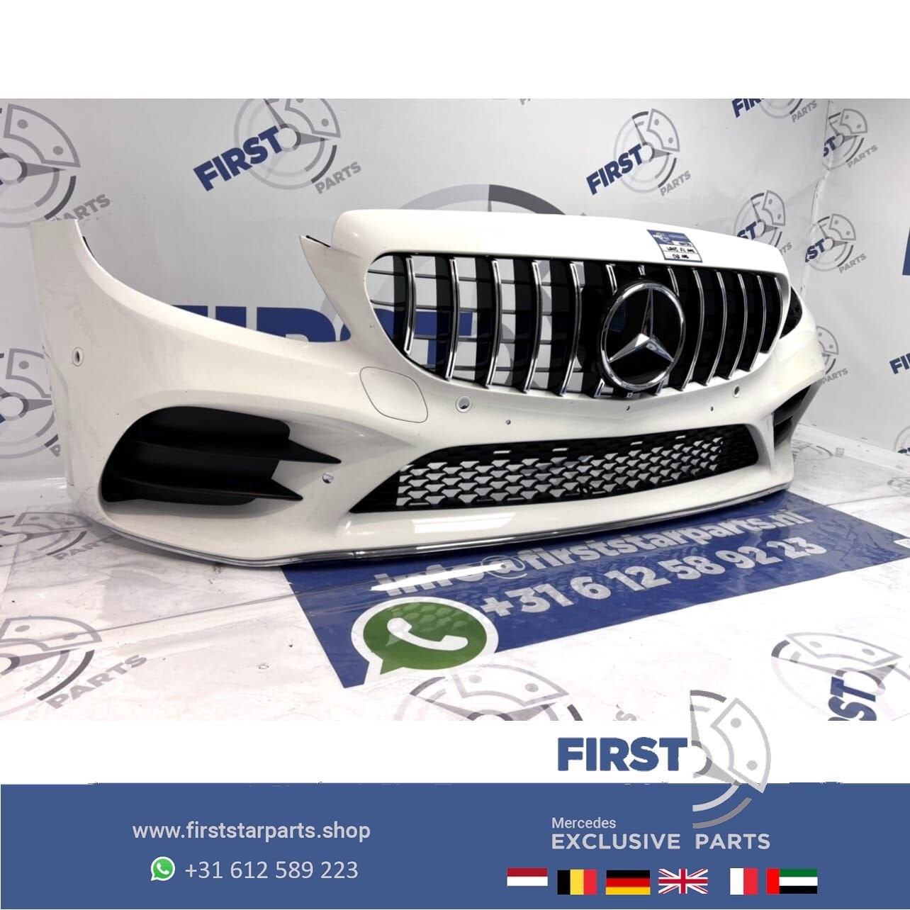 W205 FACELIFT AMG VOORBUMPER + GT GRIL 2021 Mercedes C Klass, Auto-onderdelen, Carrosserie en Plaatwerk, Gebruikt, -, Voor, Ophalen of Verzenden