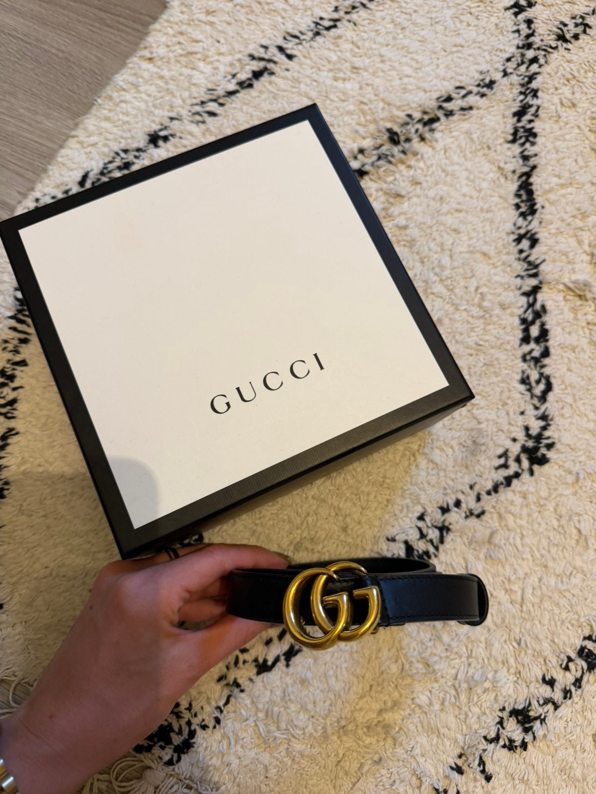 GG Marmont thin belt riem 70, Ophalen of Verzenden, Zo goed als nieuw, Zwart