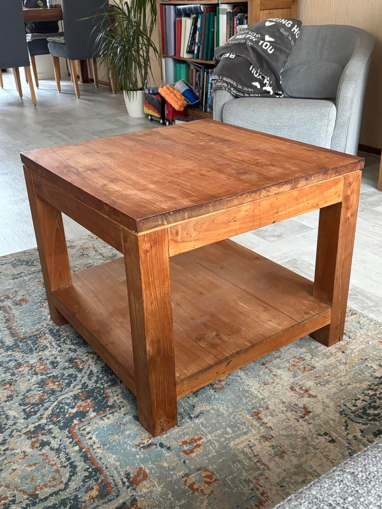Salontafel massief grenenhout, Ophalen, Gebruikt, 50 tot 100 cm, 50 tot 75 cm
