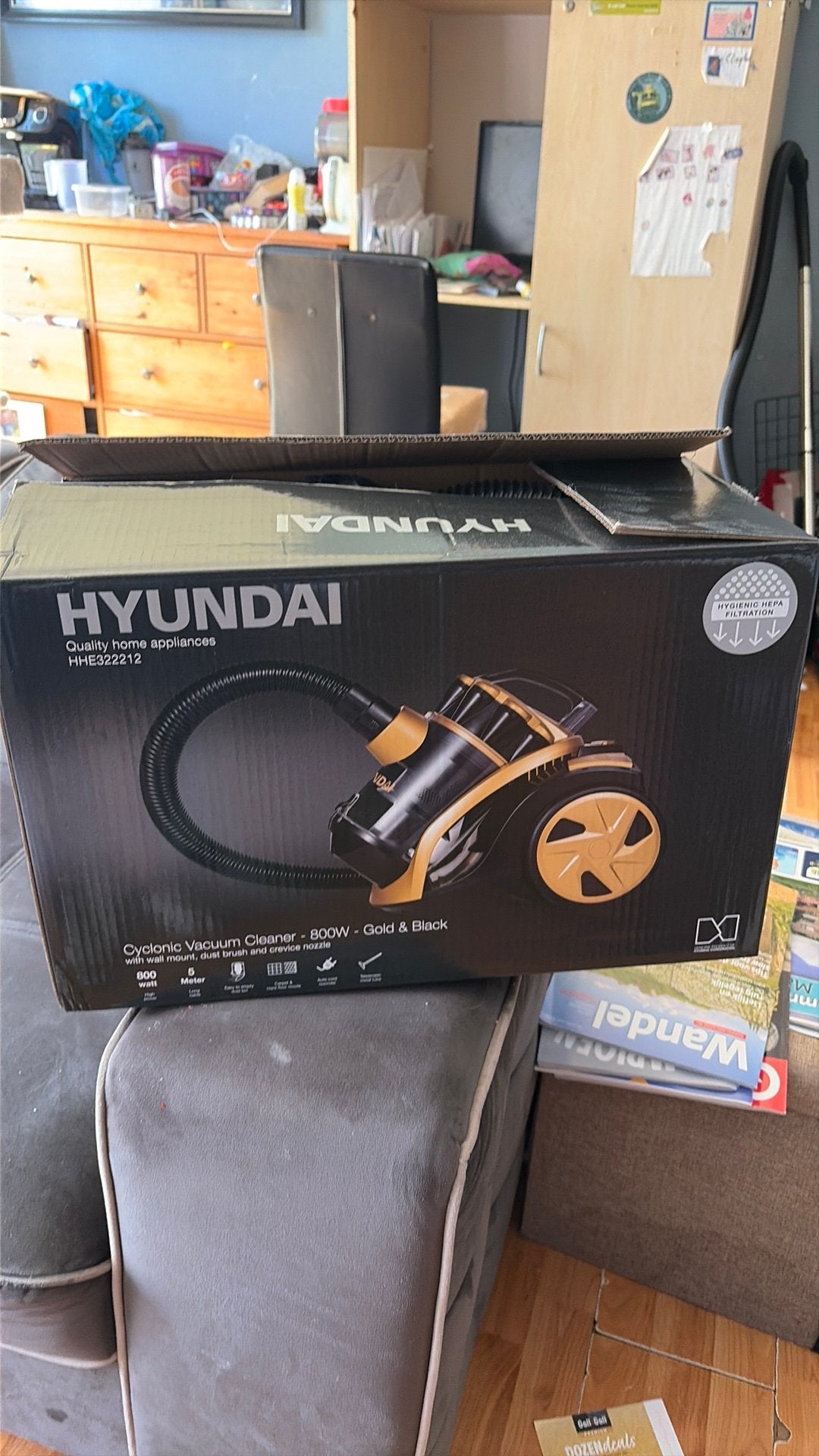 Hyundai Electronics - Cycloon stofzuiger 800W - Zwart/goud, Ophalen of Verzenden, Nieuw