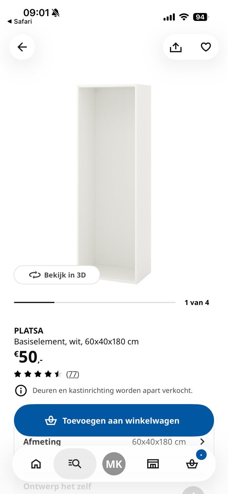 IKEA Platsa binnenkast - Nieuw met kleine beschadiging, Ophalen, 50 tot 100 cm, Zo goed als nieuw, 150 tot 200 cm