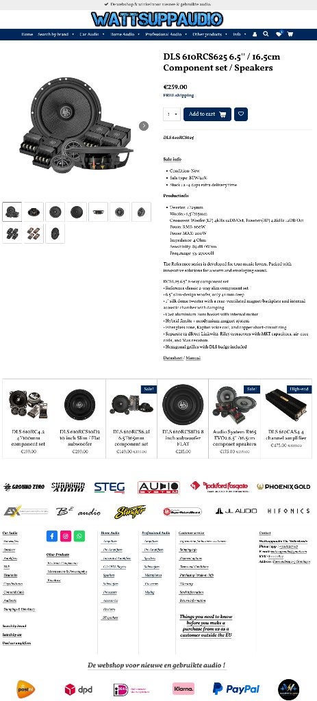 DLS 610RCS625 6.5'' / 16.5cm Composet / Speakers, Info@optimount.nl, Nieuw, Ophalen of Verzenden, Anholtseweg 48A 7091 HB DINXPERLO