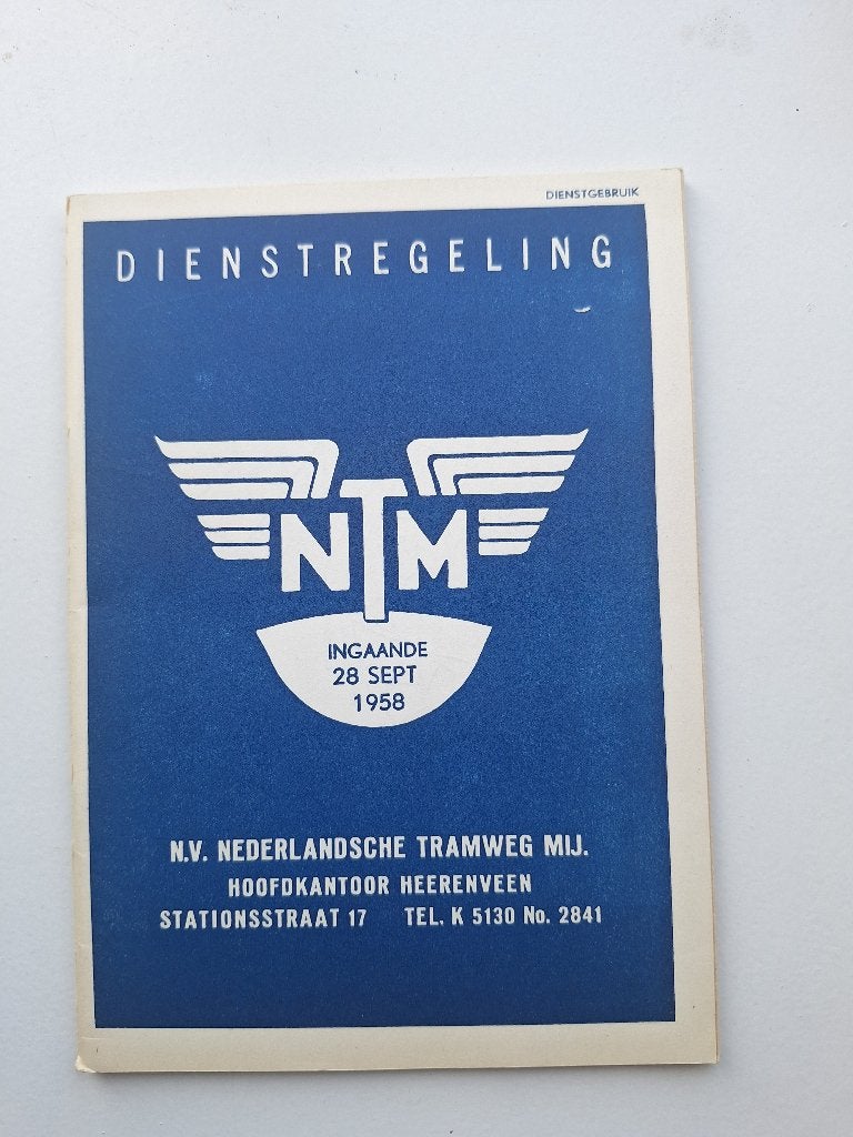 N.T.M HEERENVEEN DIENSTREGELING INGAANDE - 28 SEPTEMBER 1958, Ophalen of Verzenden, Gebruikt, Bus of Metro, Boek of Tijdschrift