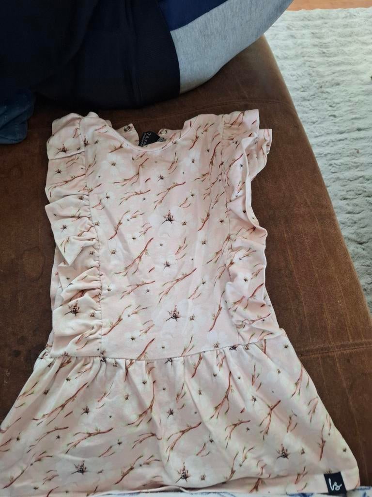 Schattig roze jurkje/tuniekje met takjesprint, maat 74-80, Kinderen en Baby's, Babykleding | Maat 80, Zo goed als nieuw, Meisje