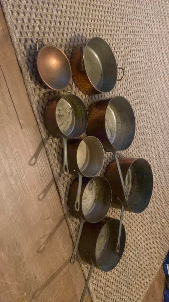 Koperen pannen set - Vintage keukengerei, Ophalen of Verzenden