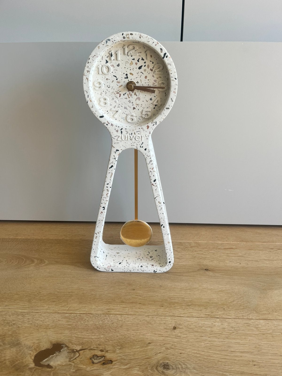 Zuiver pendulum klok terrazzo, Ophalen of Verzenden, Gebruikt, Analoog, Staande klok