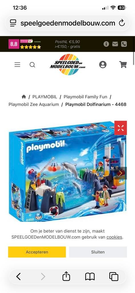 Playmobil Dolfinarium 4468 - Zeedieren en Figuren, Ophalen of Verzenden, Zo goed als nieuw, Complete set