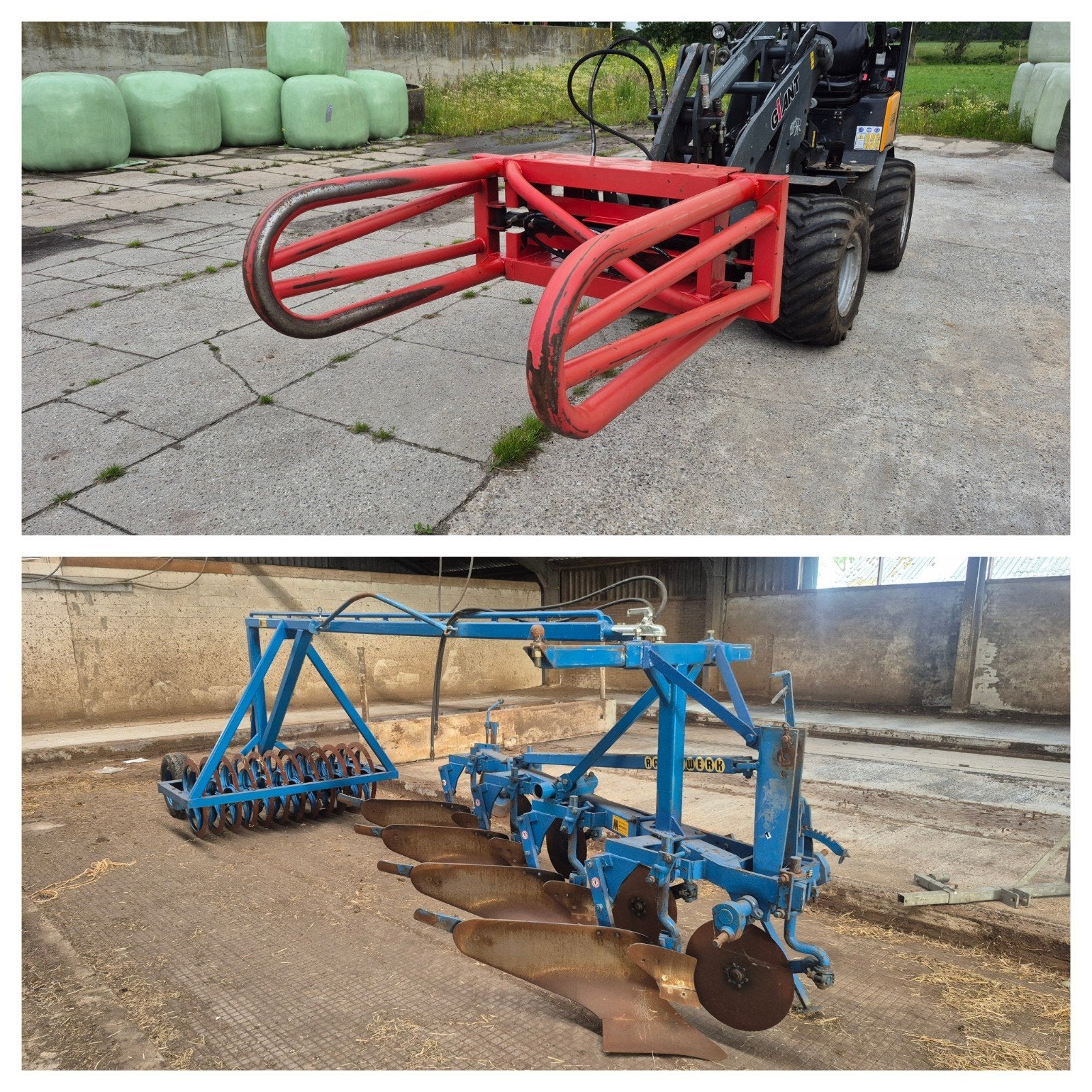 Balenklem (gereserveerd)& Rabewerk ploeg met vorenpakken, Zakelijke goederen, Ophalen, Glastuinbouw, Transport