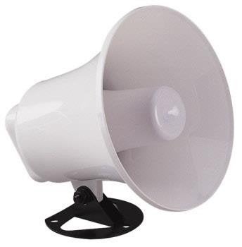 Witte 8 ohm 15 Watt luidspreker met hoorn en beugel