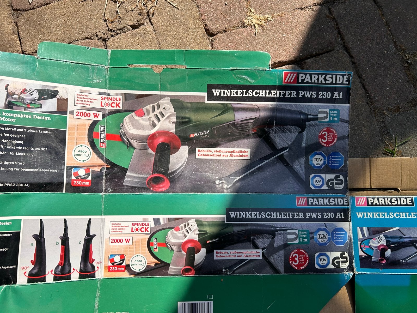 Parkside Haakse Slijper PWS 230 A1 met extra slijpschijven, Ophalen of Verzenden, Gebruikt, 1000 watt of meer, Haakse handslijpmachine