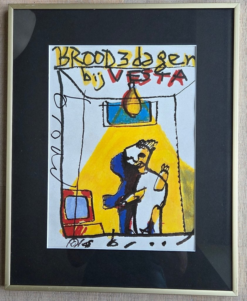 Unieke ingelijste Art Print Herman Brood - Vesta Groningen, Ophalen of Verzenden, Papier/karton, Giclée, Muziek