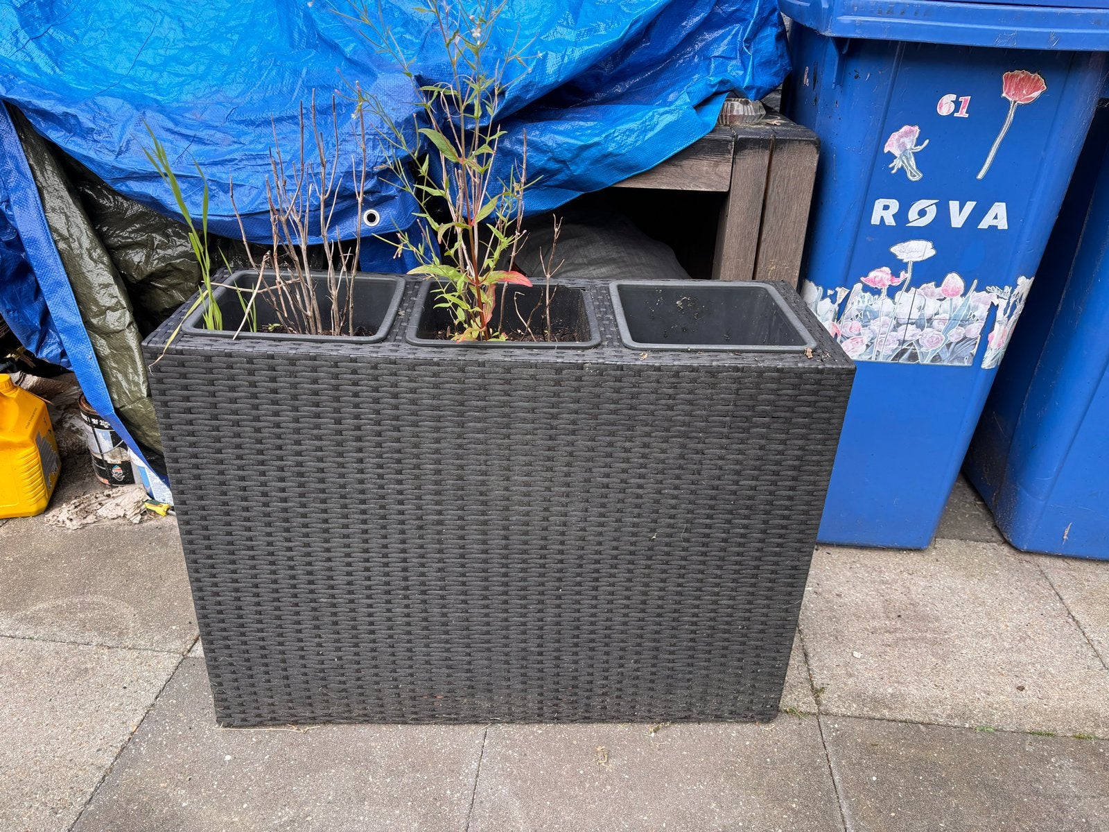Grote Zwarte Plantenbak met 3 Vakken, Tuin en Terras, Ophalen, Kunststof, Gebruikt, 100 cm of meer