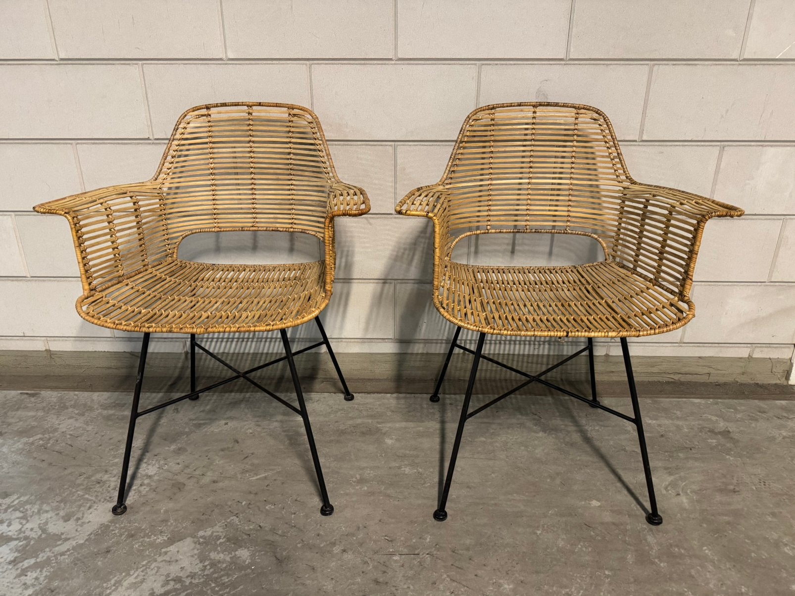 HK Living rotan chairs 2 pieces, Tuin en Terras, Ophalen, Gebruikt, Rotan