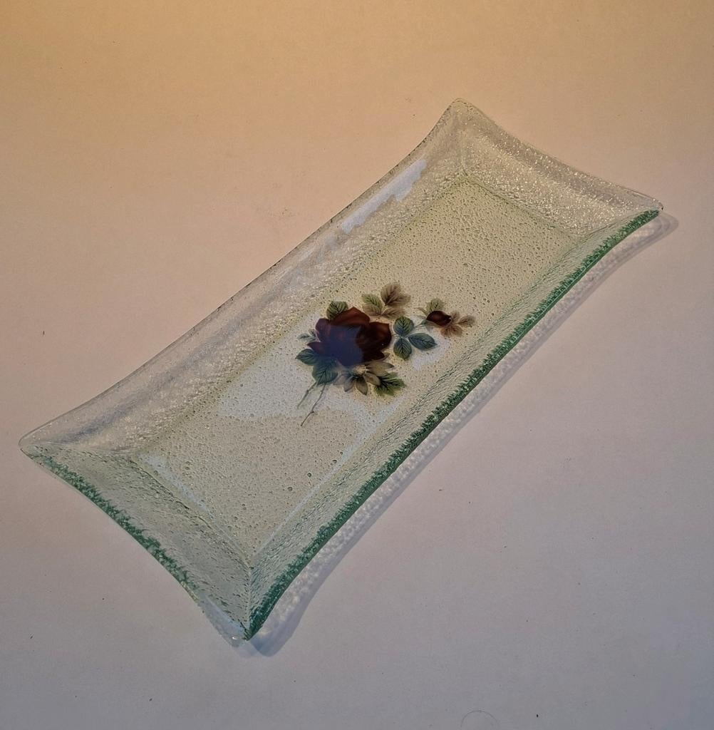 Grote Vintage Frosted Sushi Schaal, Ophalen of Verzenden, Overige stijlen, Glas, Schaal of Schalen